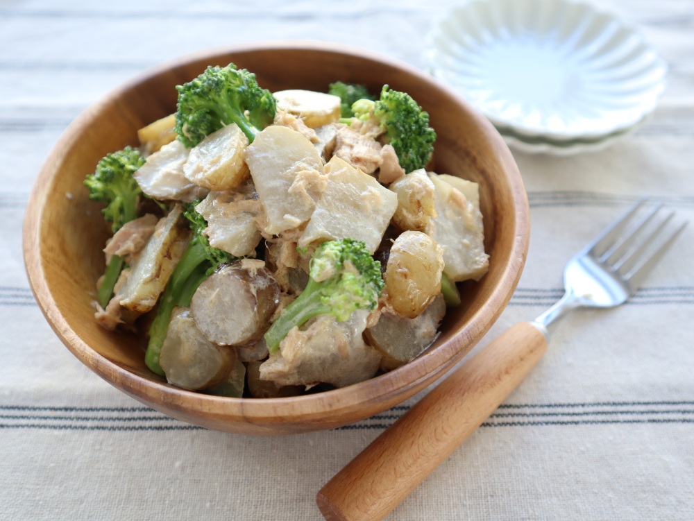 菊芋とブロッコリーをツナマヨで和えるだけの簡単レシピ