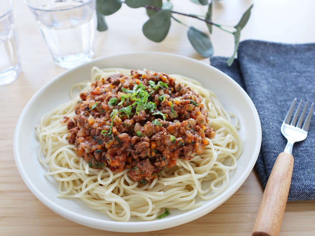 ミートソースパスタの写真