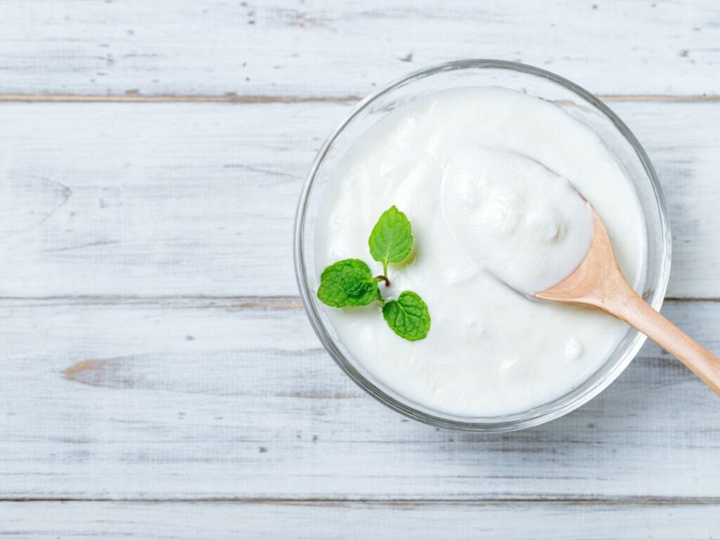 小皿に盛られたヨーグルト